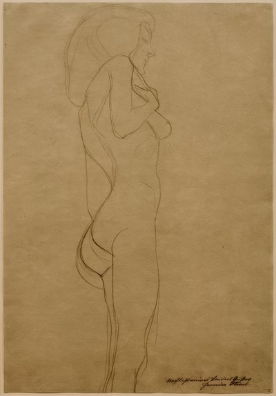 Standing Female Nude Facing Right (Study) by Gustav Klimt
